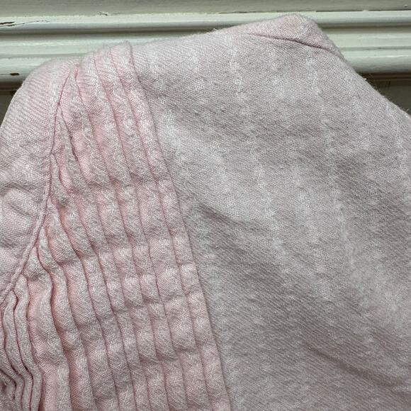 LL Bean Plus Size 1X Nightgown Flannel Dobby Pintuck Pink White Cottage 205465 - Picture 7 of 14